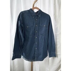 Trader Bay Lomg‎ Sleeve Button Down Mens Denim Shirt Medium